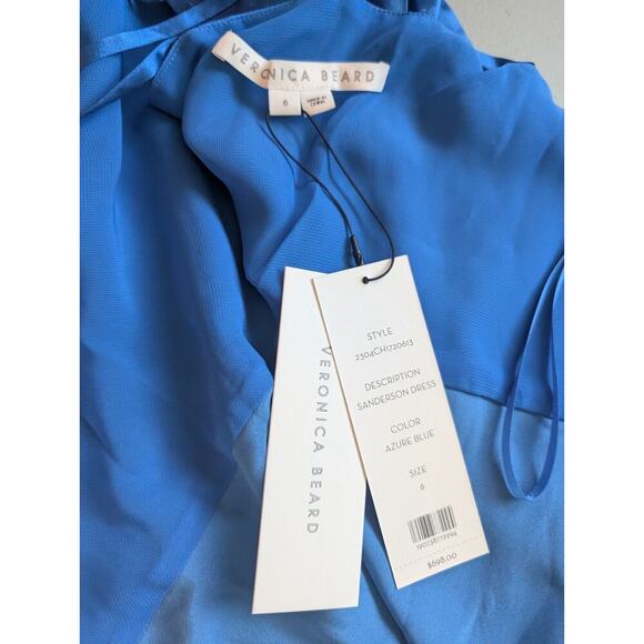 NWD Veronica Beard Sanderson Silk Satin Cowlneck Maxi Dress Gown SZ 6 Blue 2M456 - Picture 10 of 16